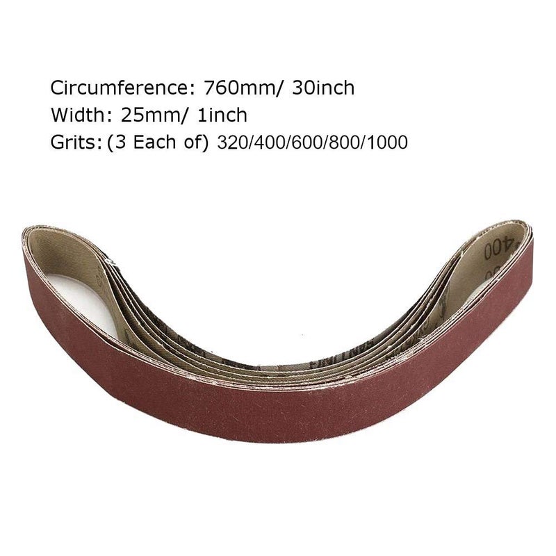 Zivisk 1 Inch x 30 Inch Sanding Belts  3 Each of 320/400/600/800/1000 Fine Grits  Belt Sander Tool for Woodworking  Metal Polishing  15 Pack Aluminum Oxide Sanding Belt - Image 4